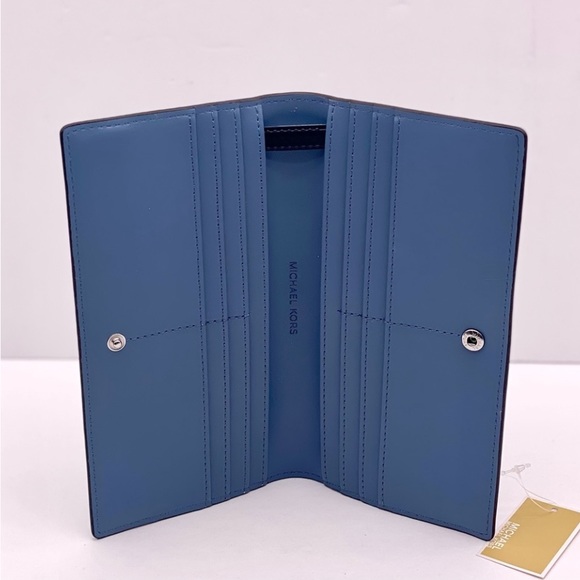 Michael Kors Reed Large Snap Bifold Wallet Denim Color - Picture 3 of 14